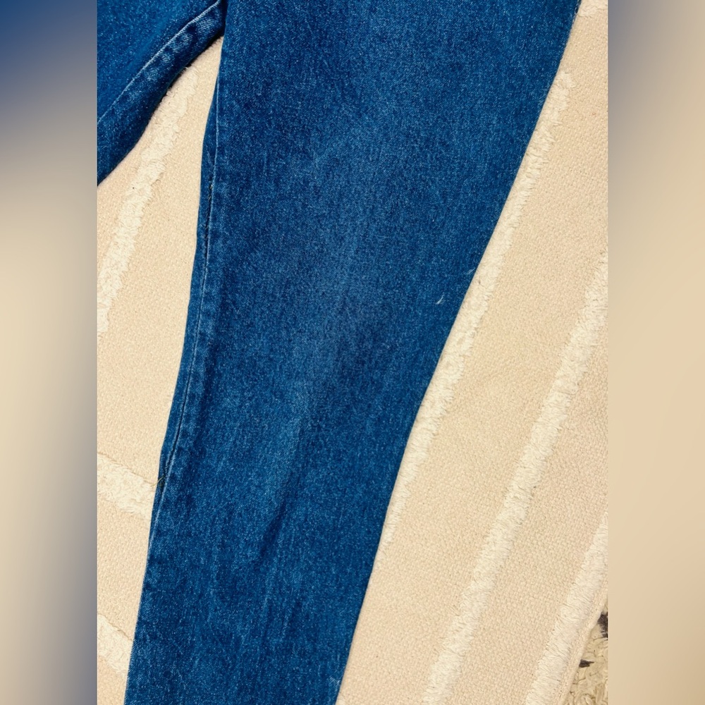 Vintage 1980s Chic High-Waisted Dark Wash Denim Jeans – Rainbow Embroidered - 28 - Picture 5 of 16